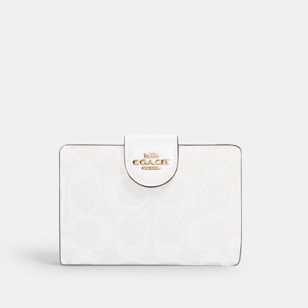 NWT Coach Outlet Medium Corner Zip Wallet In Signature Canvas - Picture 1 of 4